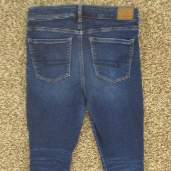 American Eagle Jeans Womens 6 Short Dark Wash High Rise Jegging Distressed Denim - Picture 4 of 9